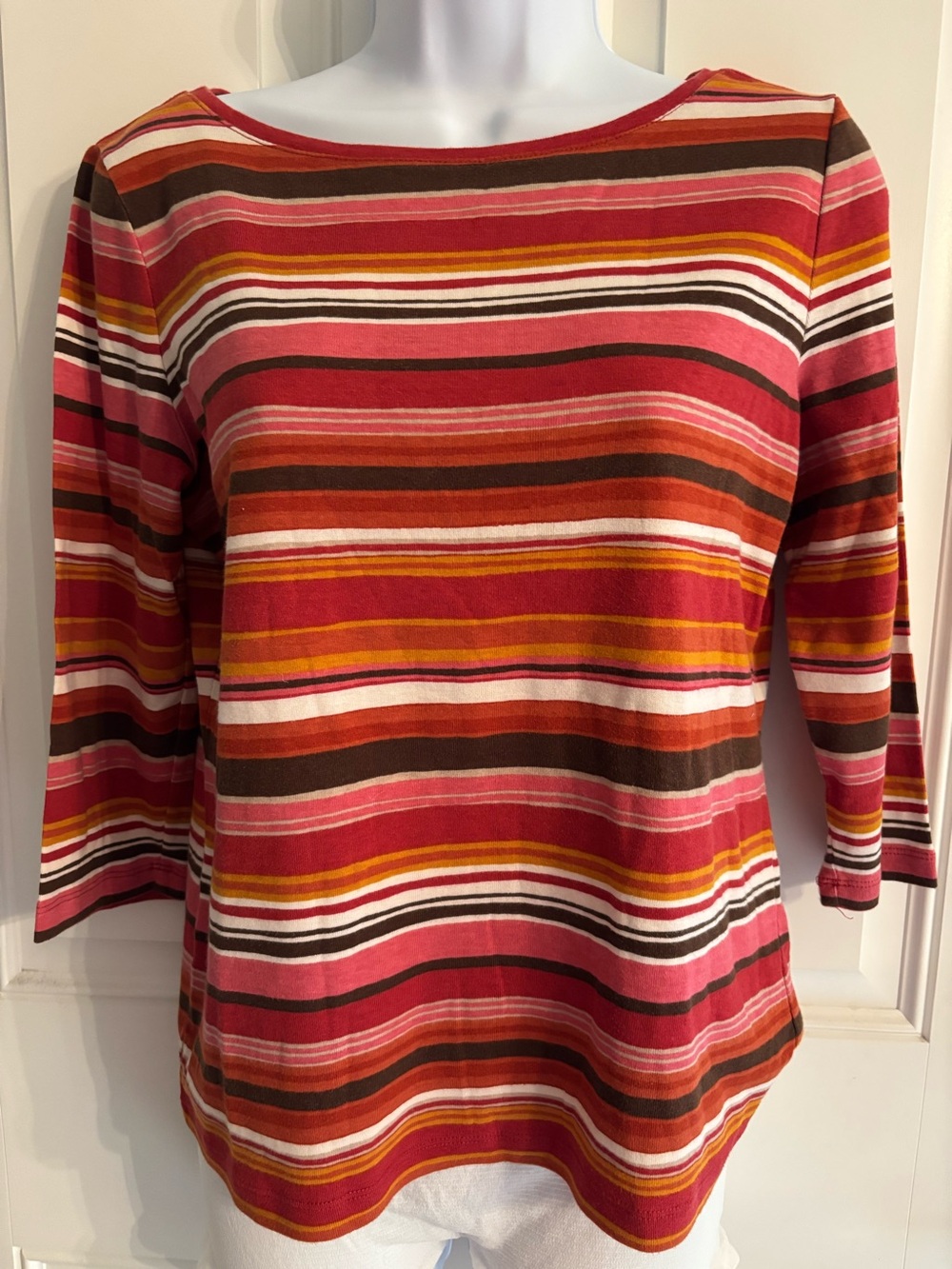 Talbots Multicolor Striped Boatneck Long Sleeve Top